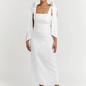 DISSH aisle white midi bow dress size 4 NWT